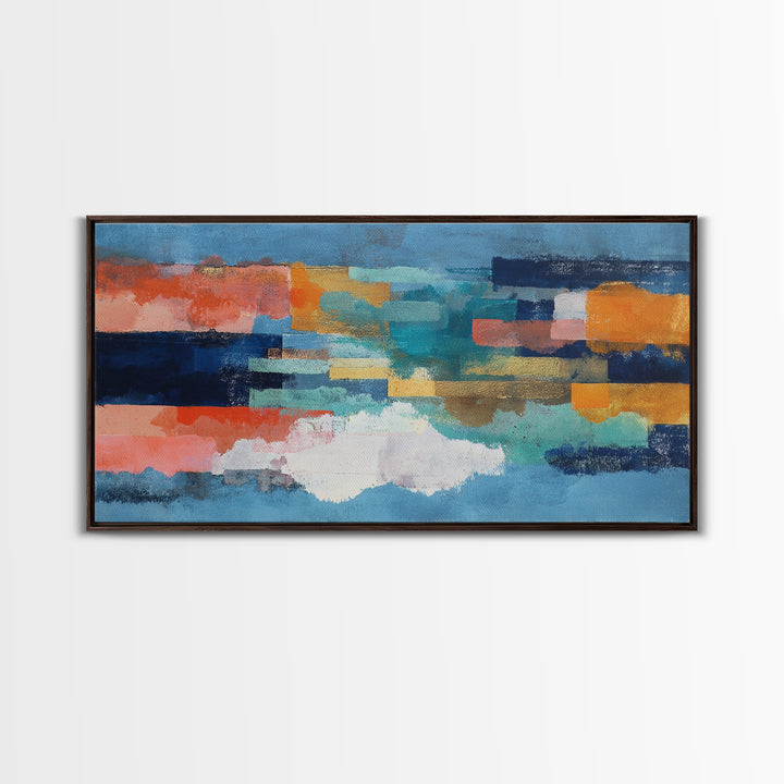 Bright Coral and Turquoise Abstract for Outdoors Canvas Print, Patio Art, Contemporary Art, Patio Decor, Abstract Art, Outdoor, PAT-2x1-32