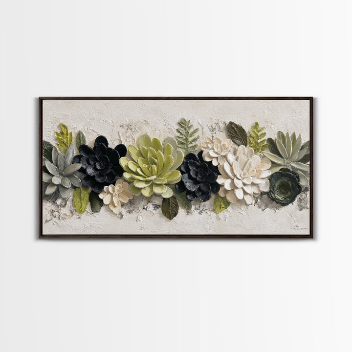 Succulent Collection in Ceramic Planters Canvas Print, Patio Art, Contemporary Art, Patio Decor, Fine Art, Outdoor, Metal Art, PAT-2x1-41