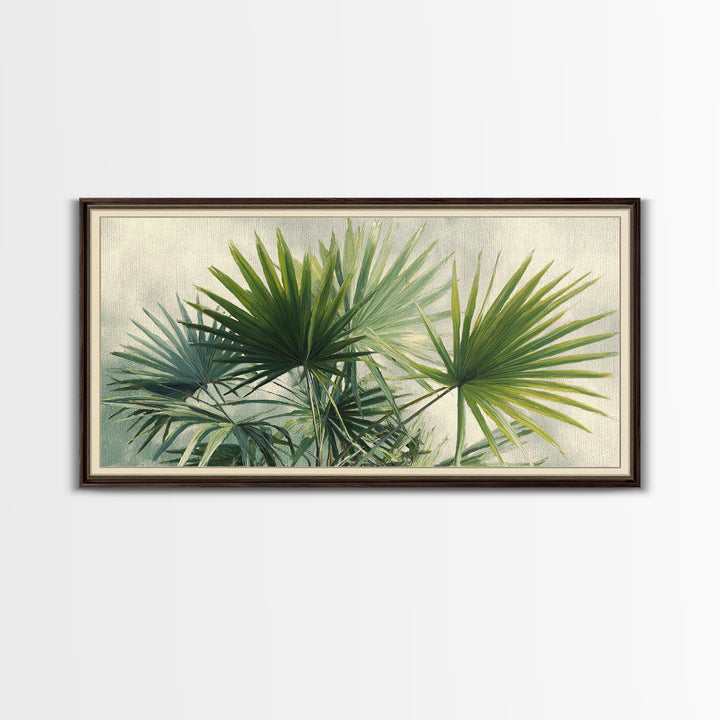 Tropical Palm Fronds Framed Canvas Print, Patio Art, Wall Hanging, Patio Decor, Fine Art, Outdoor, Beach Art, Beach House Decor, PAT-2x1-45