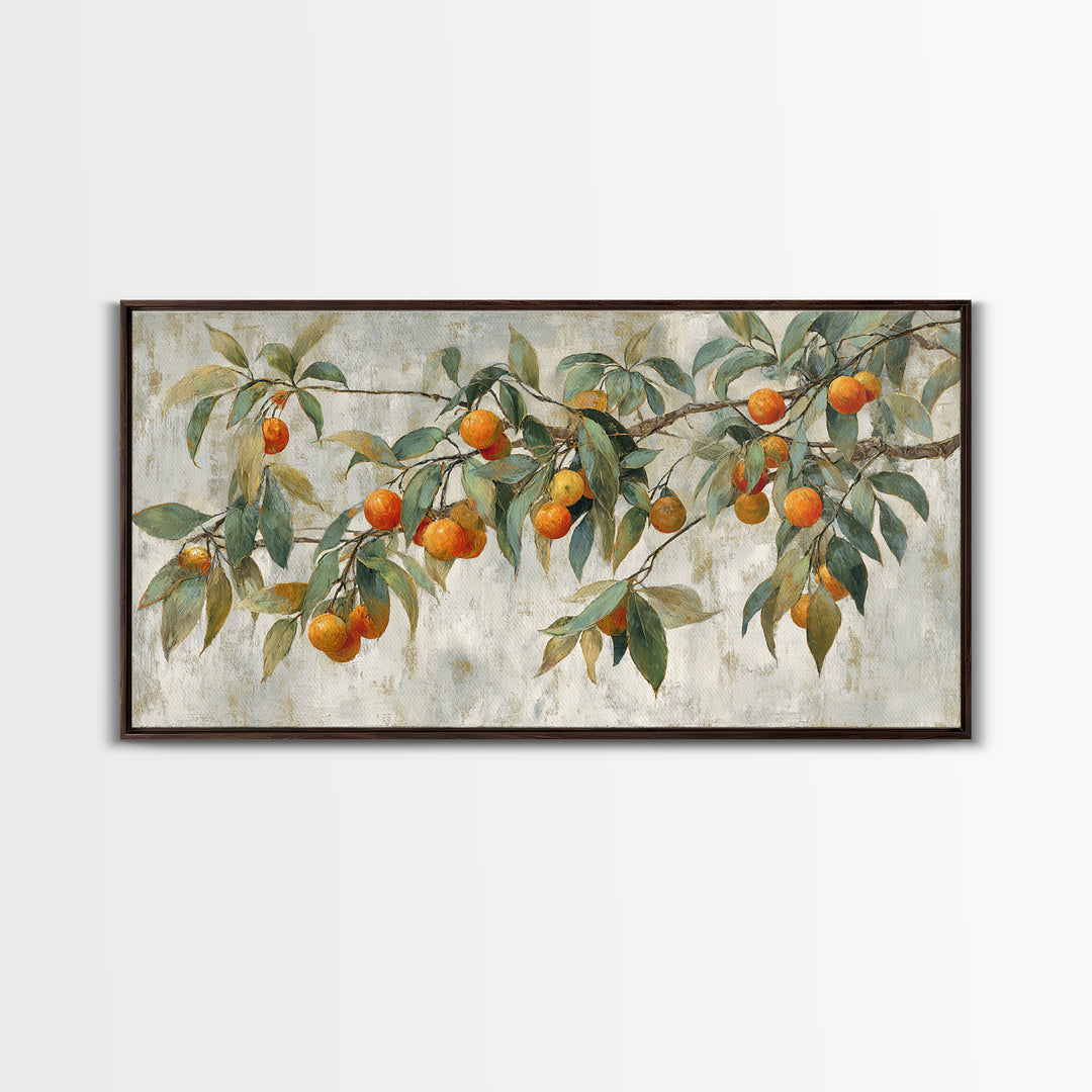 Orange Tree Branch Canvas Print, Patio Art, Textured Painting, Patio Decor, Fine Art, Outdoor, Outdoor Wall Art, Western Decor, PAT-2x1-66