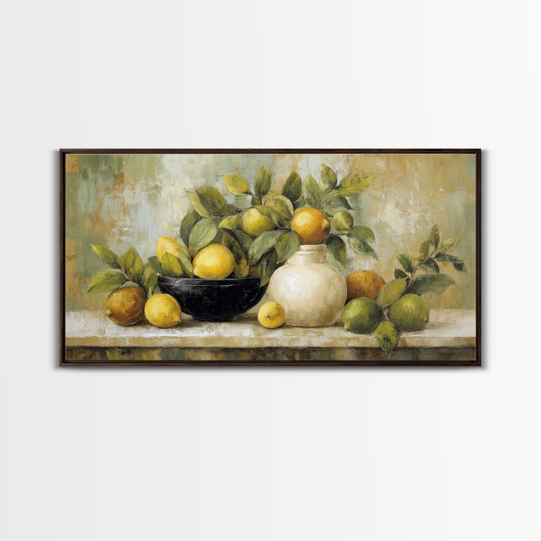 Outdoor Citrus Still Life Canvas Print, Patio Art, Garden Decor, Patio Decor, Fine Art, Outdoor, Beach Art, Beach House Decor, PAT-2x1-73