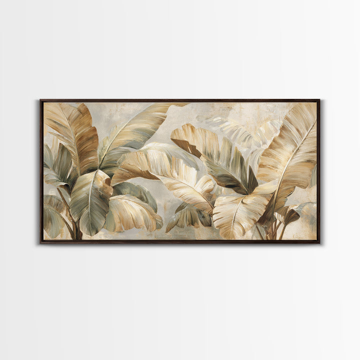 Banana Leaves with Rain Drop Details Framed Canvas Print, Patio Art, Coastal Wall Decor, Patio Decor, Fine Art, Outdoor, PAT-2x1-84