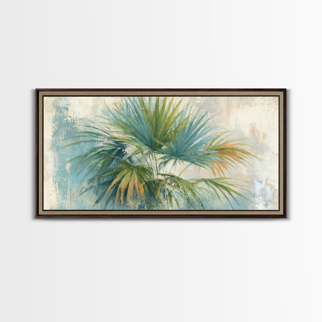 Tropical Palm Fronds Canvas Print, Patio Art, Metal Art, Patio Decor, Outdoor, Patio Cushions, Yard Decor, Mixed Media Art, PAT-2x1-93
