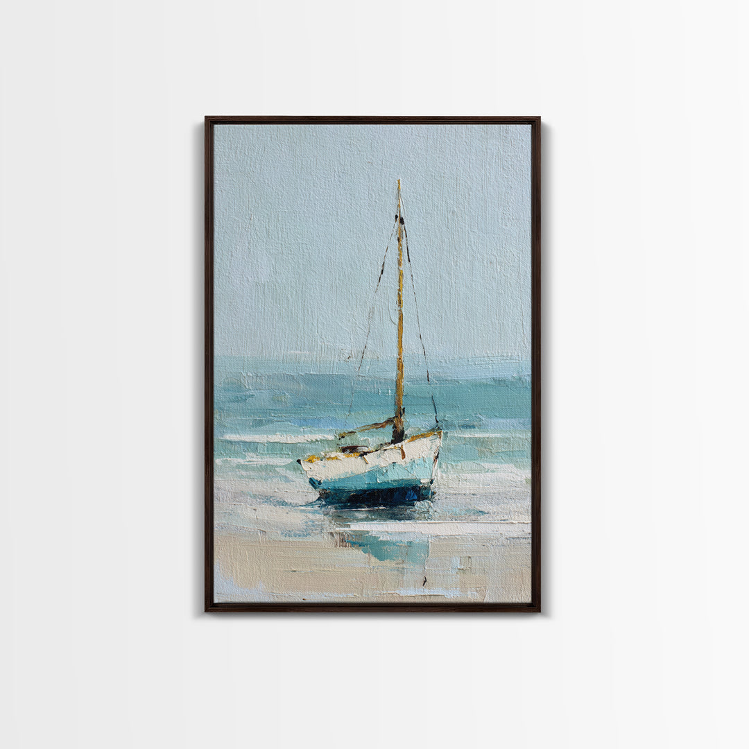 Sailboat on a Breezy Summer Horizon Framed Canvas Print, Patio Art, Wall Art, Patio Decor, Outdoor, Outdoor Wall Decor, PAT-2x3-47