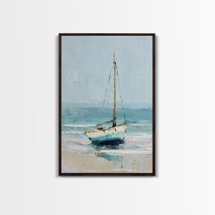 Sailboat on a Breezy Summer Horizon Framed Canvas Print, Patio Art, Wall Art, Patio Decor, Outdoor, Outdoor Wall Decor, PAT-2x3-47