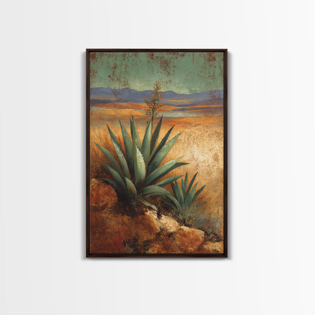 Desert Patio Agave and Bougainvillea Canvas Print, Patio Art, Wall Hanging, Patio Decor, Fine Art, Outdoor, Beach Art, PAT-2x3-49