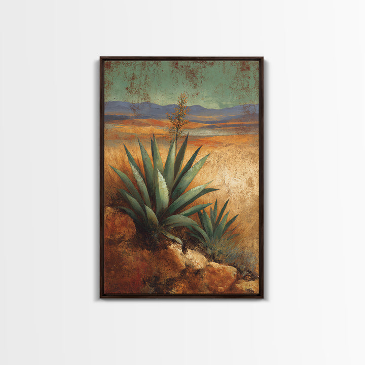 Desert Patio Agave and Bougainvillea Canvas Print, Patio Art, Wall Hanging, Patio Decor, Fine Art, Outdoor, Beach Art, PAT-2x3-49