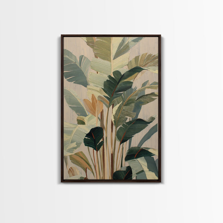 Tropical Palm Fronds Canvas Print, Patio Art, Floral Wall Art, Patio Decor, Oil Painting, Outdoor, Mixed Media Art, PAT-2x3-57