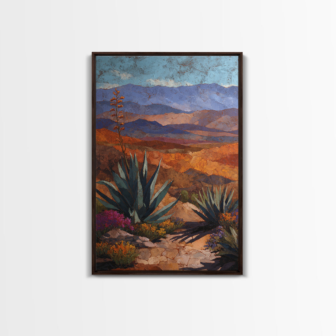 Desert Patio Agave and Bougainvillea Framed Canvas Print, Patio Art, Metal Art, Patio Decor, Fine Art, Outdoor, Patio Cushions, PAT-2x3-97