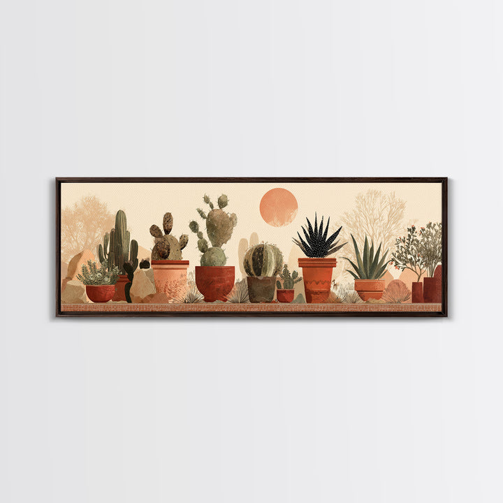 Cactus and Agave Canvas Print, Patio Art, Mixed Media Art, Patio Decor, Fine Art, Outdoor, Art Print, Room Decor, PAT-3x1-20