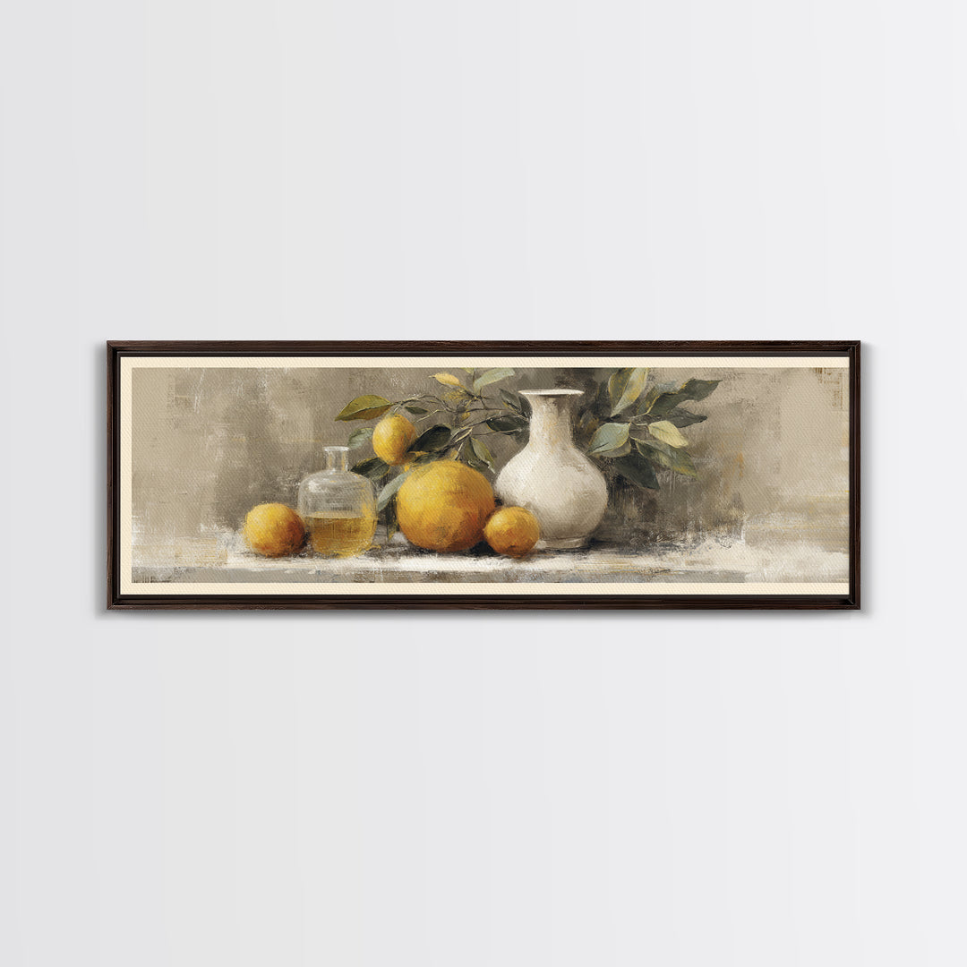 Outdoor Citrus Still Life Canvas Print, Patio Art, Patio Decor, Fine Art, Outdoor, Gallery Decor, Neutral Decor, Modern Decor, PAT-3x1-45