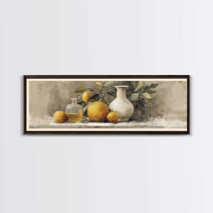 Outdoor Citrus Still Life Canvas Print, Patio Art, Patio Decor, Fine Art, Outdoor, Gallery Decor, Neutral Decor, Modern Decor, PAT-3x1-45