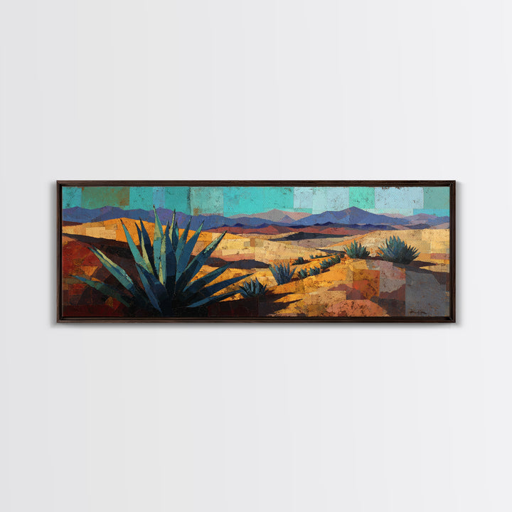 Desert Patio Agave and Bougainvillea Framed Canvas Print, Patio Art, Western Decor, Patio Decor, Fine Art, Outdoor, Floral Art, PAT-3x1-9