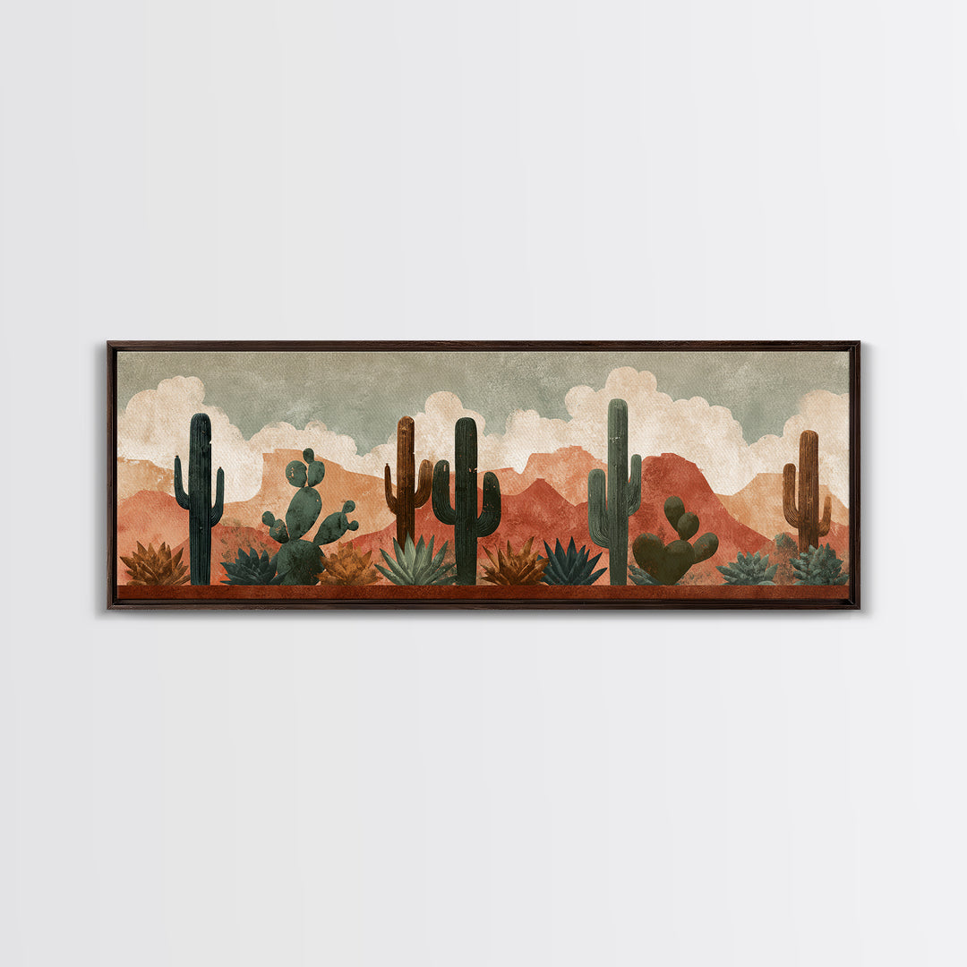 Cactus and Agave Canvas Print, Patio Art, Metal Wall Art, Patio Decor, Oil Painting, Outdoor, Coastal Wall Decor, Beach Art, PAT-3x1-92