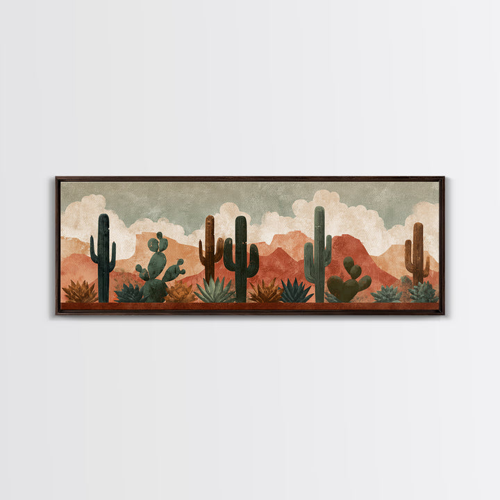 Cactus and Agave Canvas Print, Patio Art, Metal Wall Art, Patio Decor, Oil Painting, Outdoor, Coastal Wall Decor, Beach Art, PAT-3x1-92