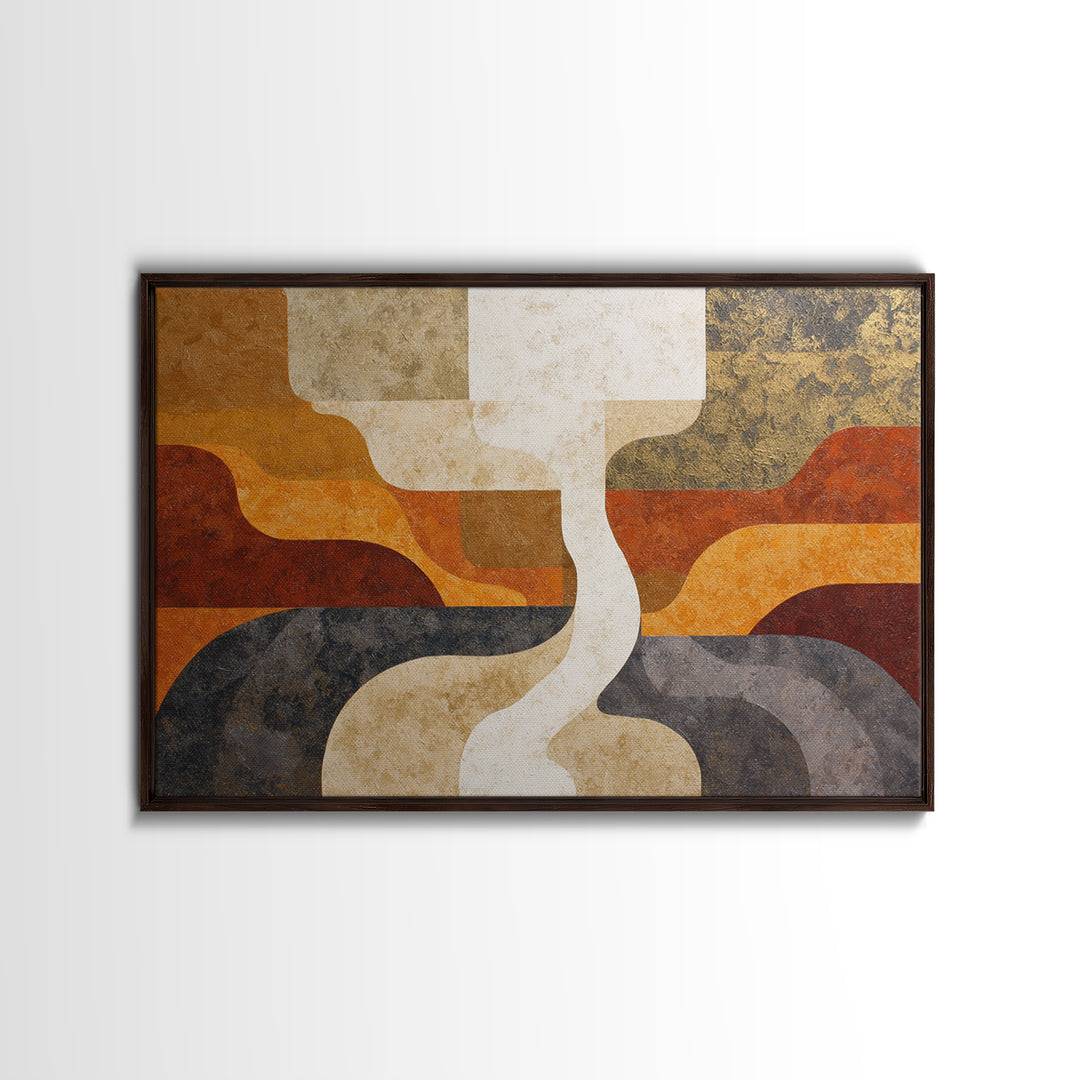 Warm Geometric Tile Pattern Framed Canvas Print, Patio Art, Fine Art Print, Patio Decor, Abstract Art, Outdoor, Wall Decor, PAT-3x2-100