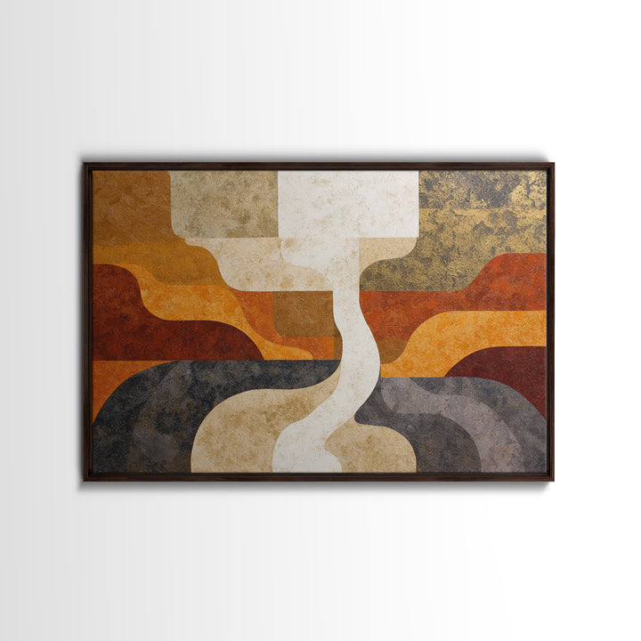 Warm Geometric Tile Pattern Framed Canvas Print, Patio Art, Fine Art Print, Patio Decor, Abstract Art, Outdoor, Wall Decor, PAT-3x2-100
