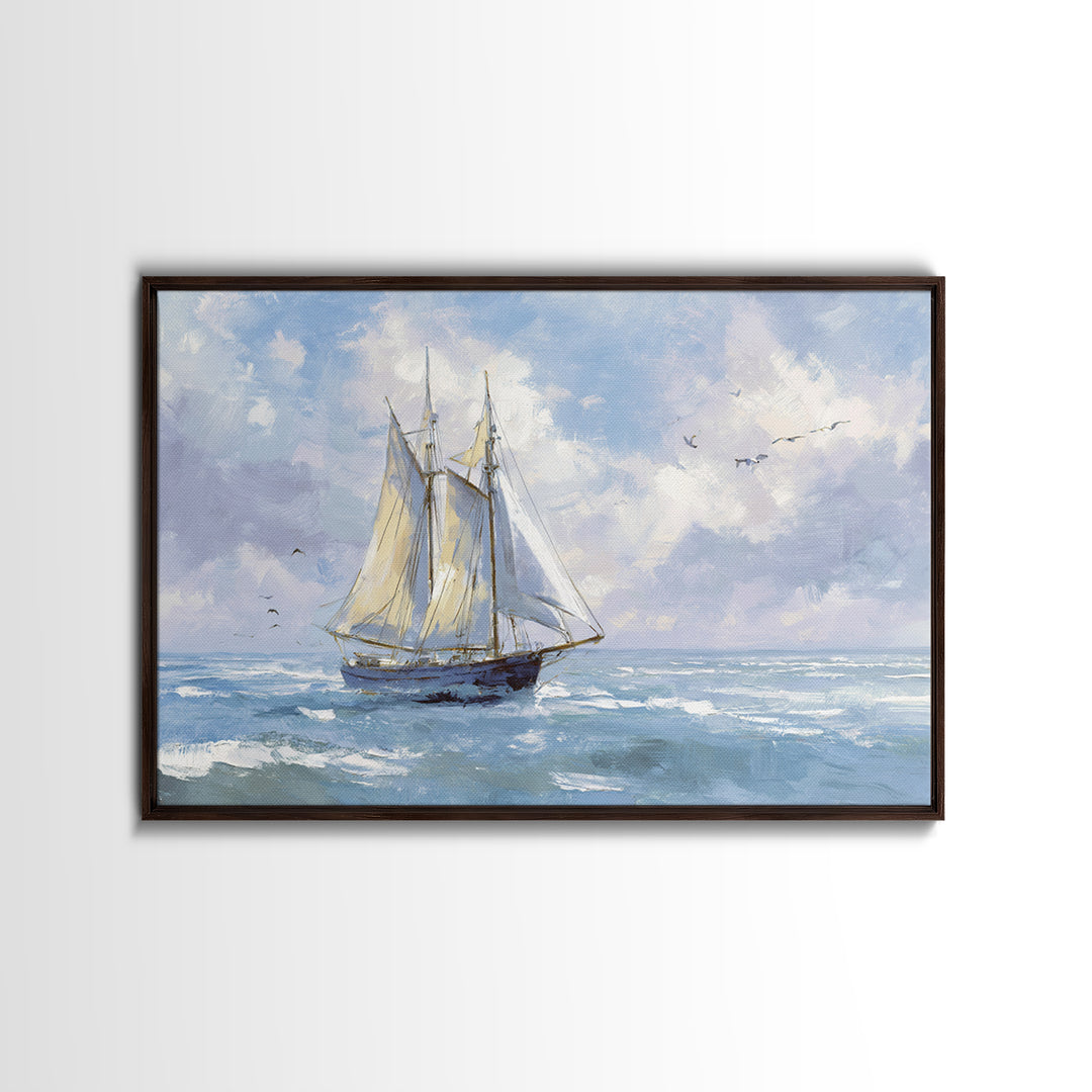 Sailboat on a Breezy Summer Horizon Canvas Print, Patio Art, Textured Painting, Patio Decor, Outdoor, Outdoor Wall Art, PAT-3x2-67