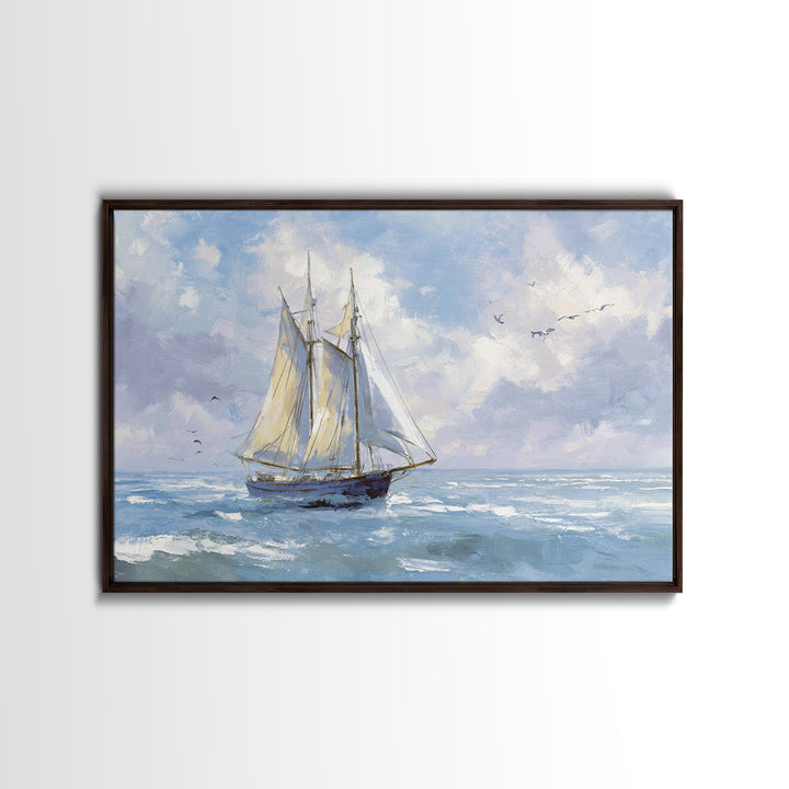 Sailboat on a Breezy Summer Horizon Canvas Print, Patio Art, Textured Painting, Patio Decor, Outdoor, Outdoor Wall Art, PAT-3x2-67