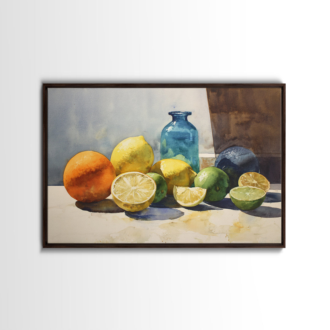 Outdoor Citrus Still Life Framed Canvas Print, Patio Art, Coastal Decor, Patio Decor, Fine Art, Outdoor, Family Wall Art, PAT-3x2-9