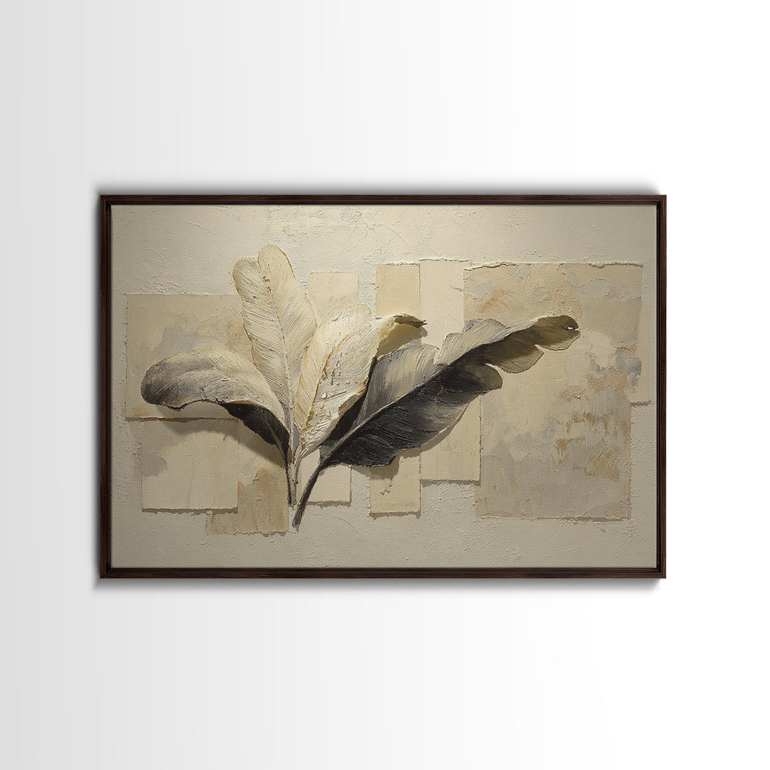 Banana Leaves with Rain Drop Details Framed Canvas Print, Patio Art, Luxury Decor, Patio Decor, Fine Art, Outdoor, Wall Hanging, PAT-3x2-92