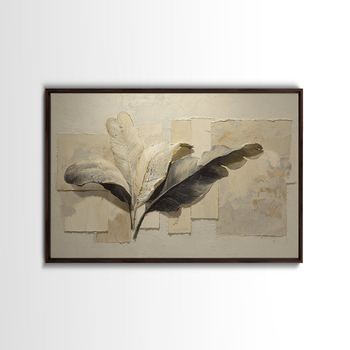 Banana Leaves with Rain Drop Details Framed Canvas Print, Patio Art, Luxury Decor, Patio Decor, Fine Art, Outdoor, Wall Hanging, PAT-3x2-92