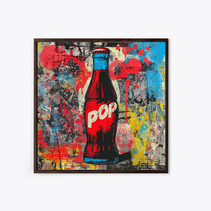 Retro Soda Bottle Framed Canvas Print, Pop Art, Bedroom Decor, Living Room Decor, Fine Art, Pop, 3d Art, Graffiti Art, POP-1x1-27