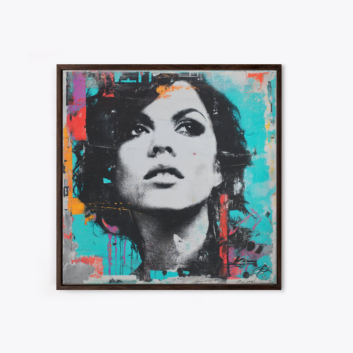 Neon Portrait with Thick Black Outlines Canvas Print, Pop Art, Home Decor, Living Room Decor, Fine Art, Pop, Canvas Wall Art, POP-1x1-4