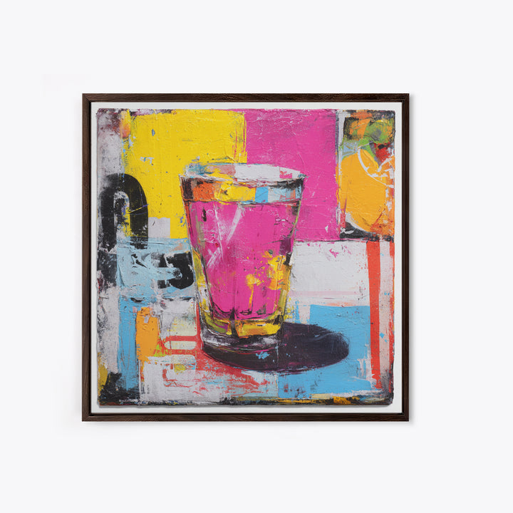 Milkshake Glass with Retro Diner Palette Framed Canvas Print, Pop Art, Art Print, Living Room Decor, Pop, Custom Portrait, POP-1x1-40