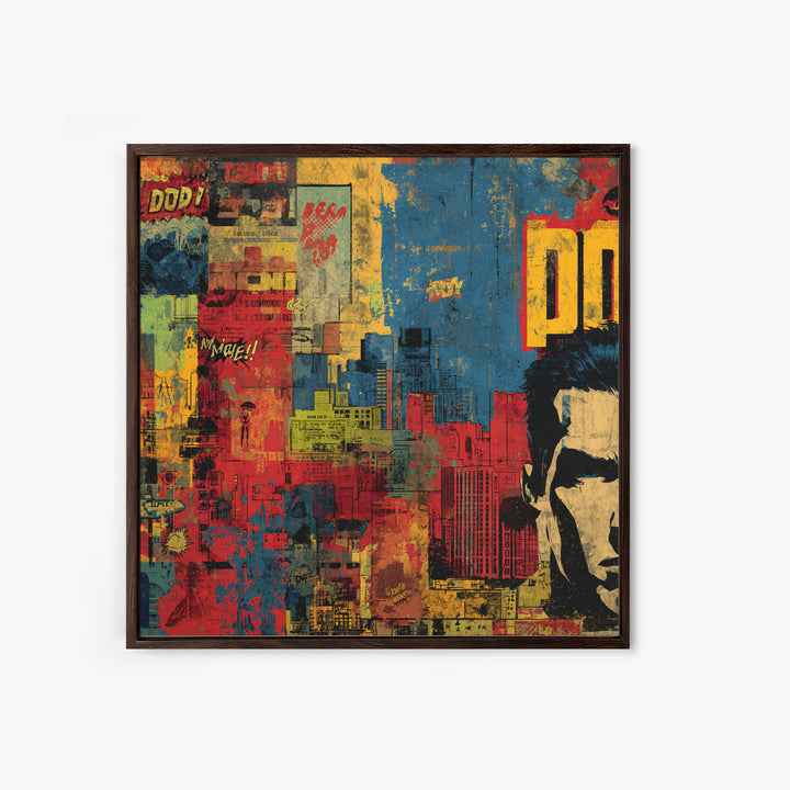 Comic Book City Skyline Canvas Print, Pop Art, 3d Art, Living Room Decor, Abstract Art, Pop, Textured Painting, POP-1x1-5