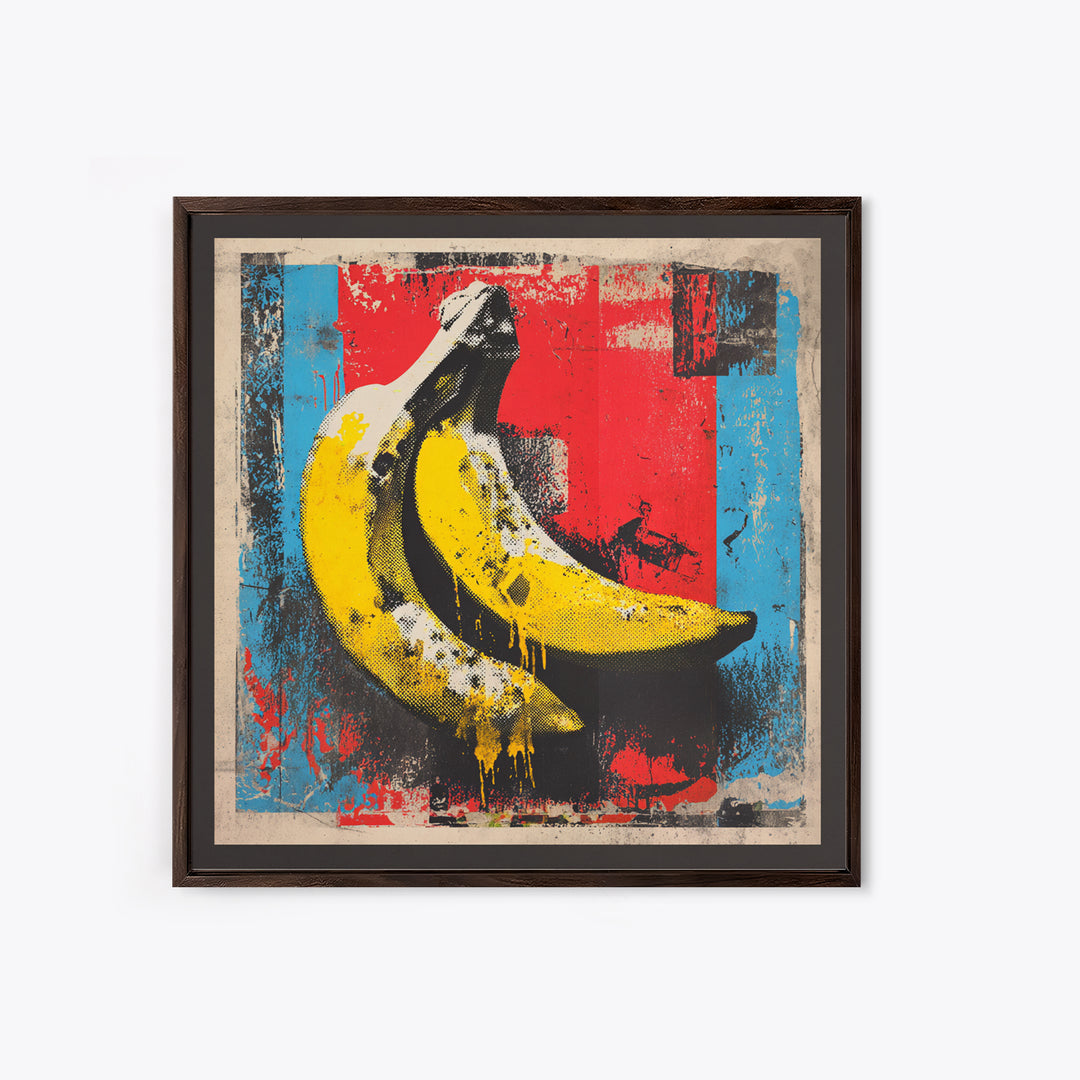 Bright Banana Still Life Framed Canvas Print, Pop Art, Eclectic Home Decor, Living Room Decor, Fine Art, Pop, Minimalist Decor, POP-1x1-74