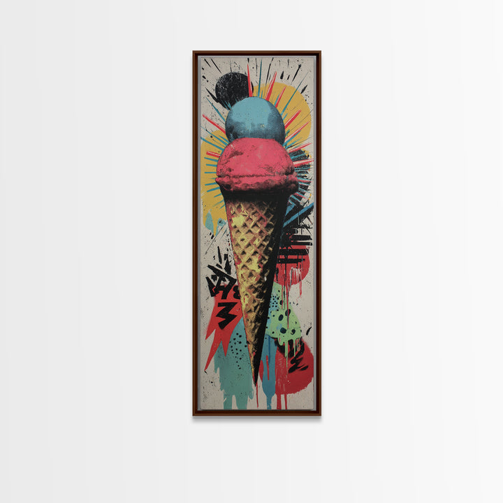 Ice Cream Cone Canvas Print, Pop Art, Art Print, Living Room Decor, Oil Painting, Pop, Custom Portrait, Pet Portrait, POP-1x3-90