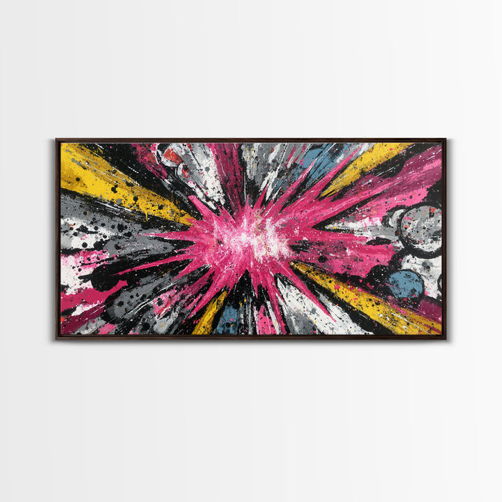 Exploding Starburst Shapes Without Text Framed Canvas Print, Pop Art, Luxury Decor, Living Room Decor, Fine Art, Pop, POP-2x1-6