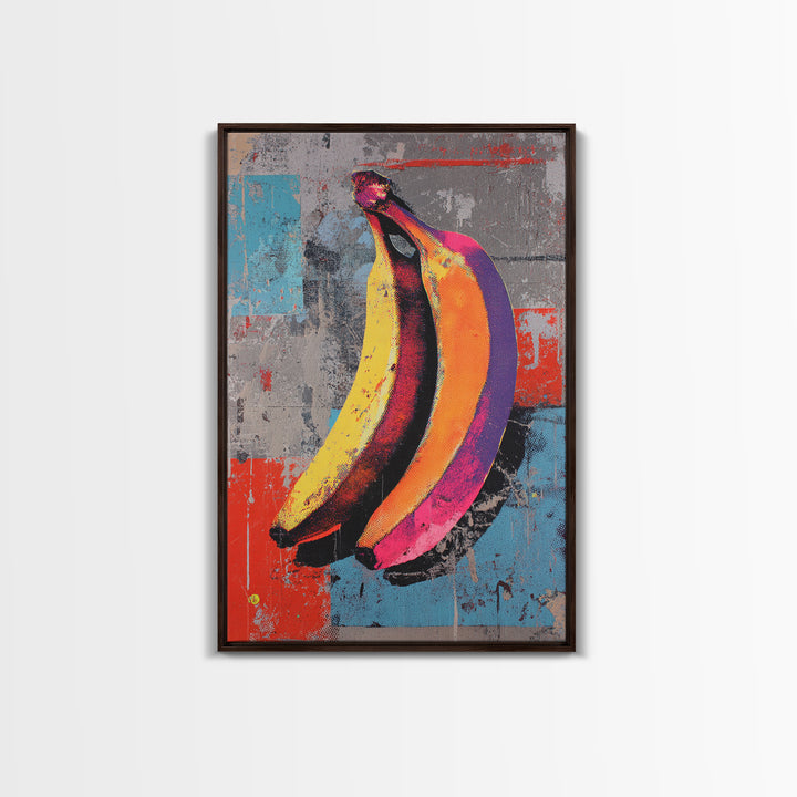 Bright Banana Still Life Canvas Print, Pop Art, Painting, Living Room Decor, Fine Art, Pop, Apartment Decor, Dopamine Decor, POP-2x3-58