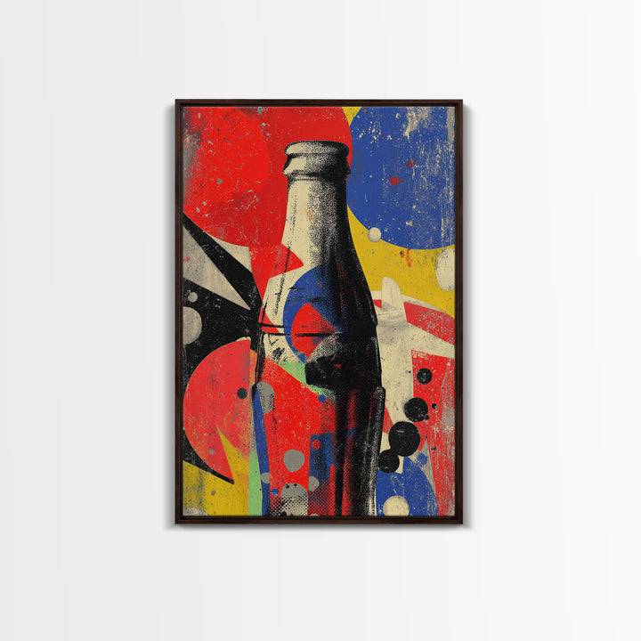 Retro Soda Bottle Framed Canvas Print, Pop Art, Art, Living Room Decor, Abstract Art, Pop, Bedroom Decor, Portrait, POP-2x3-59
