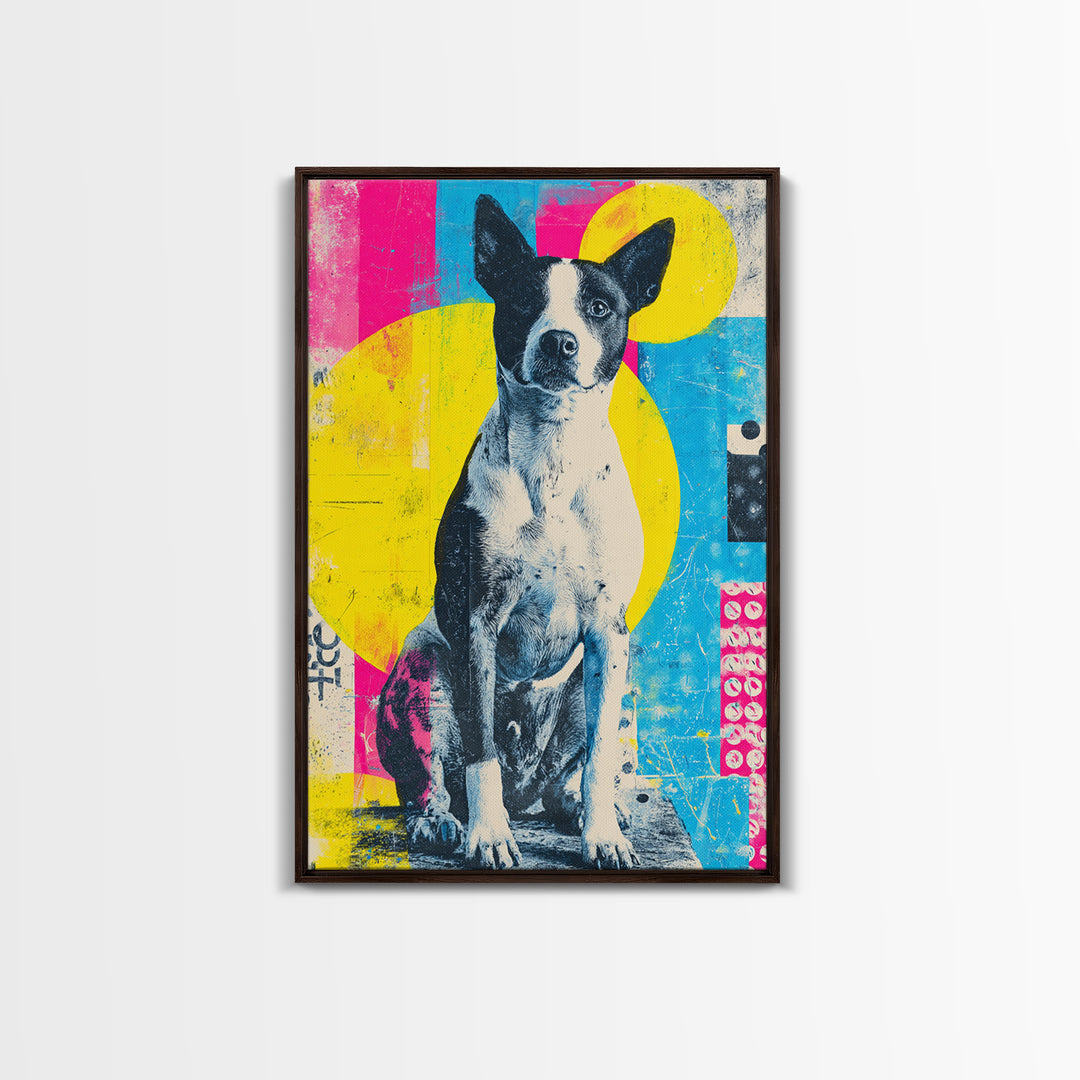 Pop Art Dog Portrait Framed Canvas Print, Pop Art, Wall Decor, Living Room Decor, Pop, Apartment Decor, Dopamine Decor, POP-2x3-63
