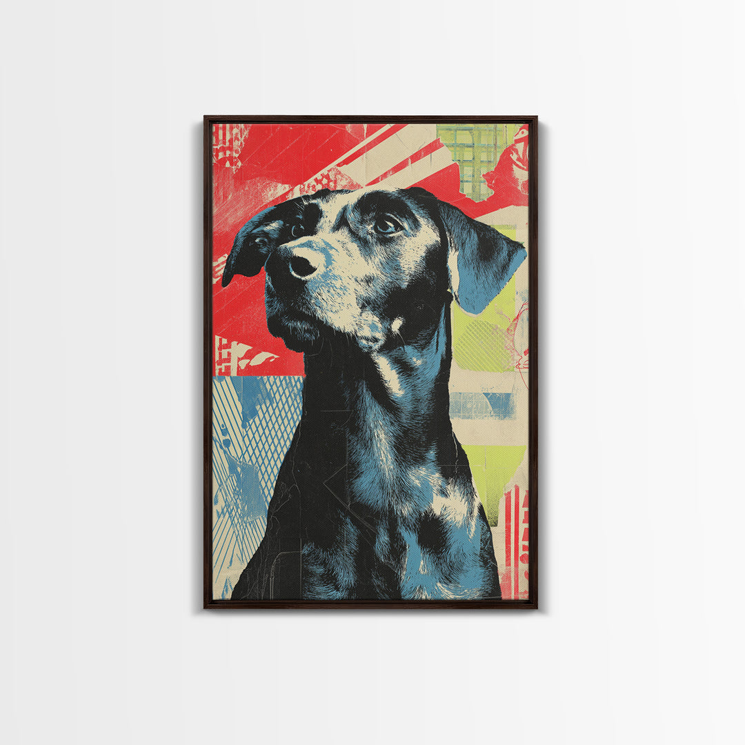 Pop Art Dog Portrait Framed Canvas Print, Pop Art, Bedroom Decor, Living Room Decor, Fine Art, Pop, 3d Art, Graffiti Art, POP-2x3-87