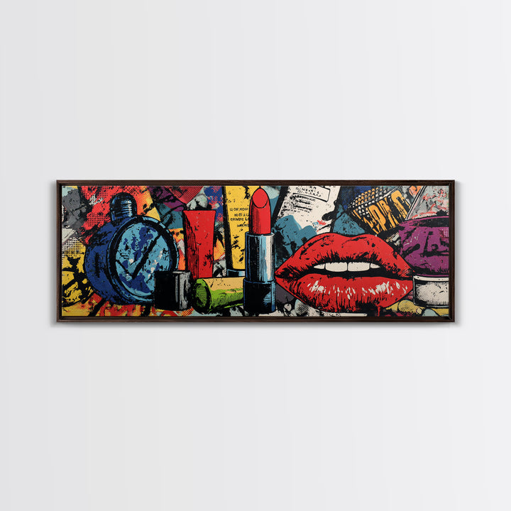Lipstick and Perfume Fashion Still Life Canvas Print, Pop Art, Eclectic Home Decor, Living Room Decor, Fine Art, Pop, POP-3x1-36