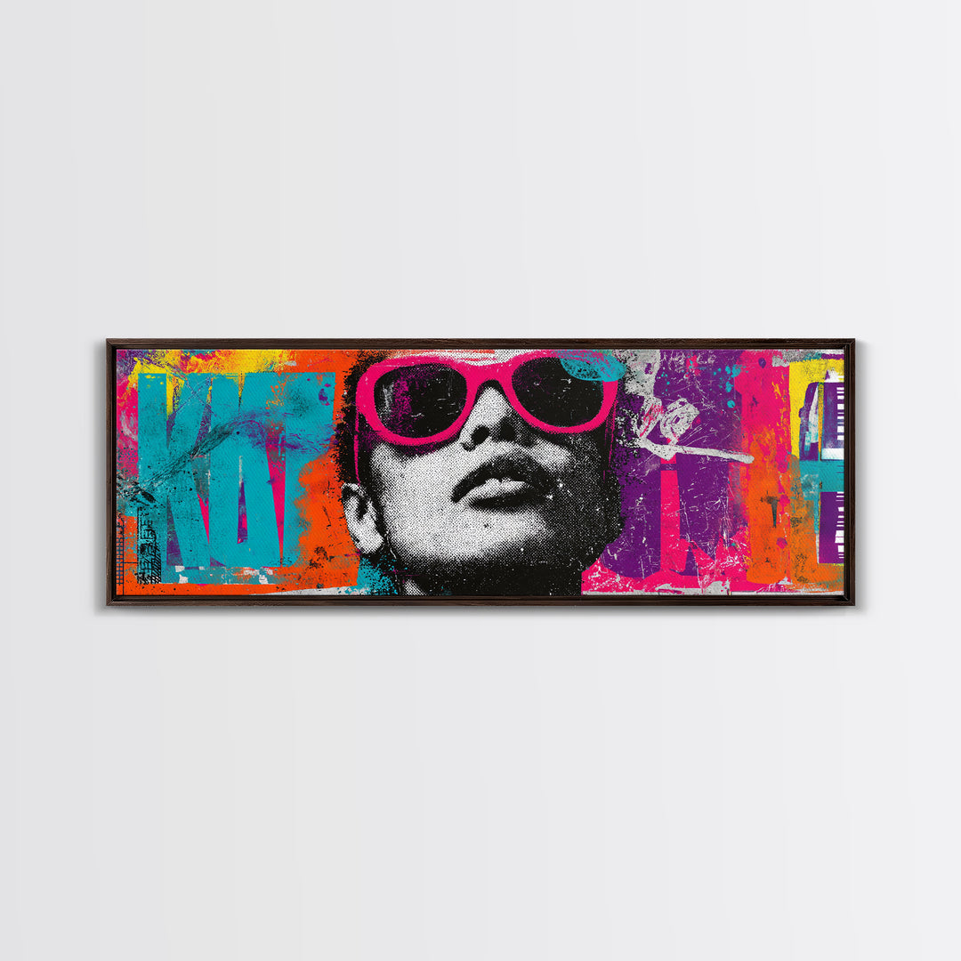 Glamorous Sunglasses Face Canvas Print, Pop Art, Art Print, Living Room Decor, Fine Art, Pop, Custom Portrait, Pet Portrait, POP-3x1-48