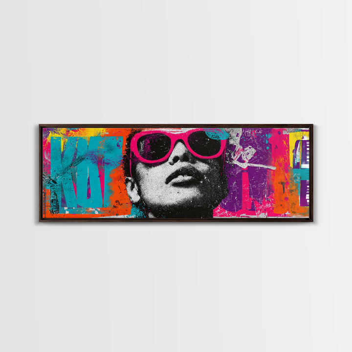 Glamorous Sunglasses Face Canvas Print, Pop Art, Art Print, Living Room Decor, Fine Art, Pop, Custom Portrait, Pet Portrait, POP-3x1-48