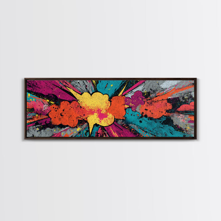 Exploding Starburst Shapes Without Text Canvas Print, Pop Art, Canvas Painting, Living Room Decor, Pop, Statement Artwork, POP-3x1-98