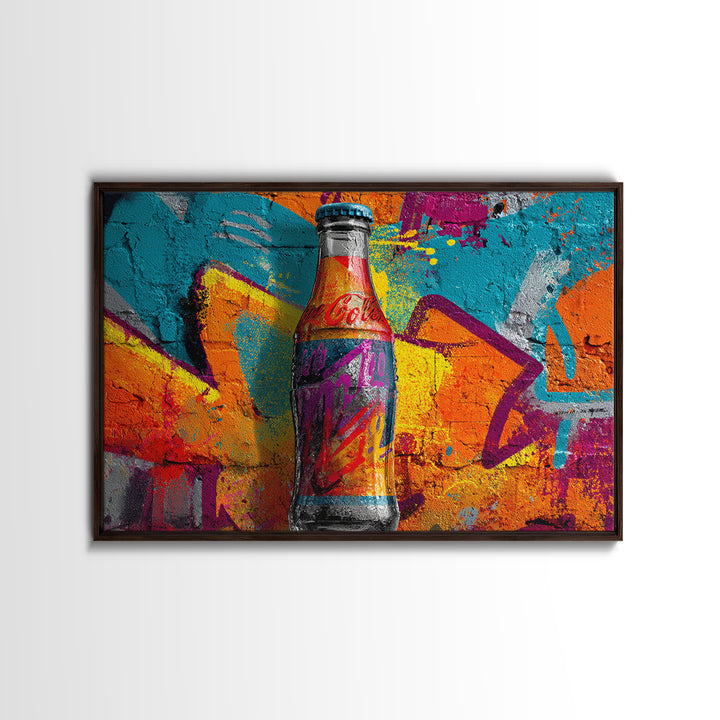 Retro Soda Bottle Framed Canvas Print, Pop Art, Art, Living Room Decor, Abstract Art, Pop, Bedroom Decor, Portrait, POP-3x2-55