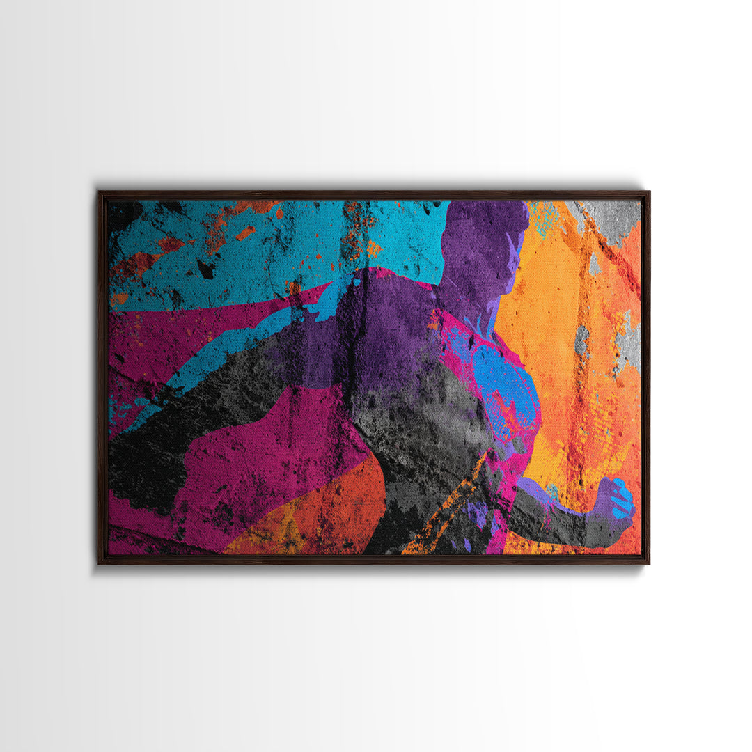 Superhero Silhouette in Dynamic Color Fields Canvas Print, Pop Art, Textured Painting, Living Room Decor, Abstract Art, Pop, POP-3x2-67