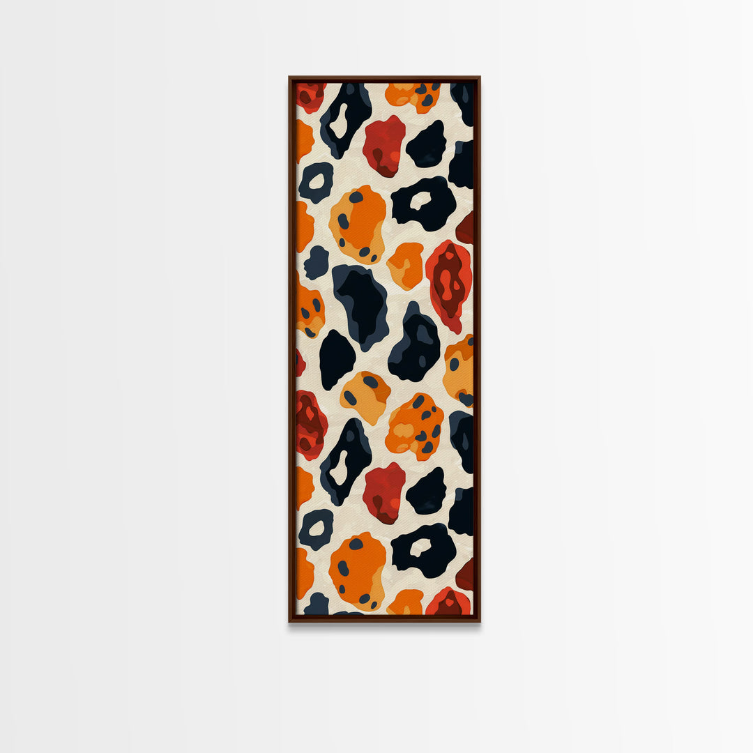 Retro Art Deco Cheetah Print Wall Art, Framed Canvas Print, MCM Style, Mid-century Modern Wall Art, Living Room Art, 70s Style Decor
