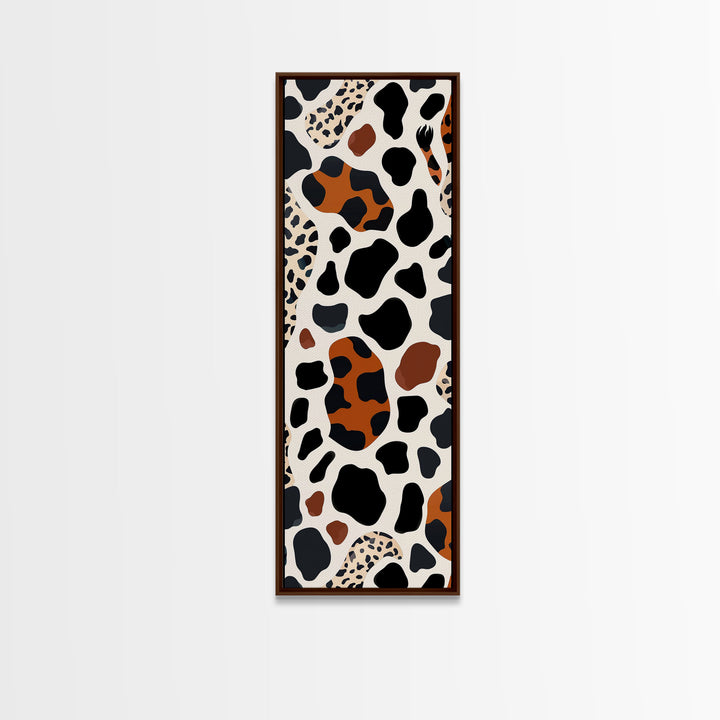 Retro Cheetah Print Wall Art Framed Canvas Print, MCM Style Art, Retro 70s Style Decor, Wood Frame Wall Art, Vintage Inspired Decor