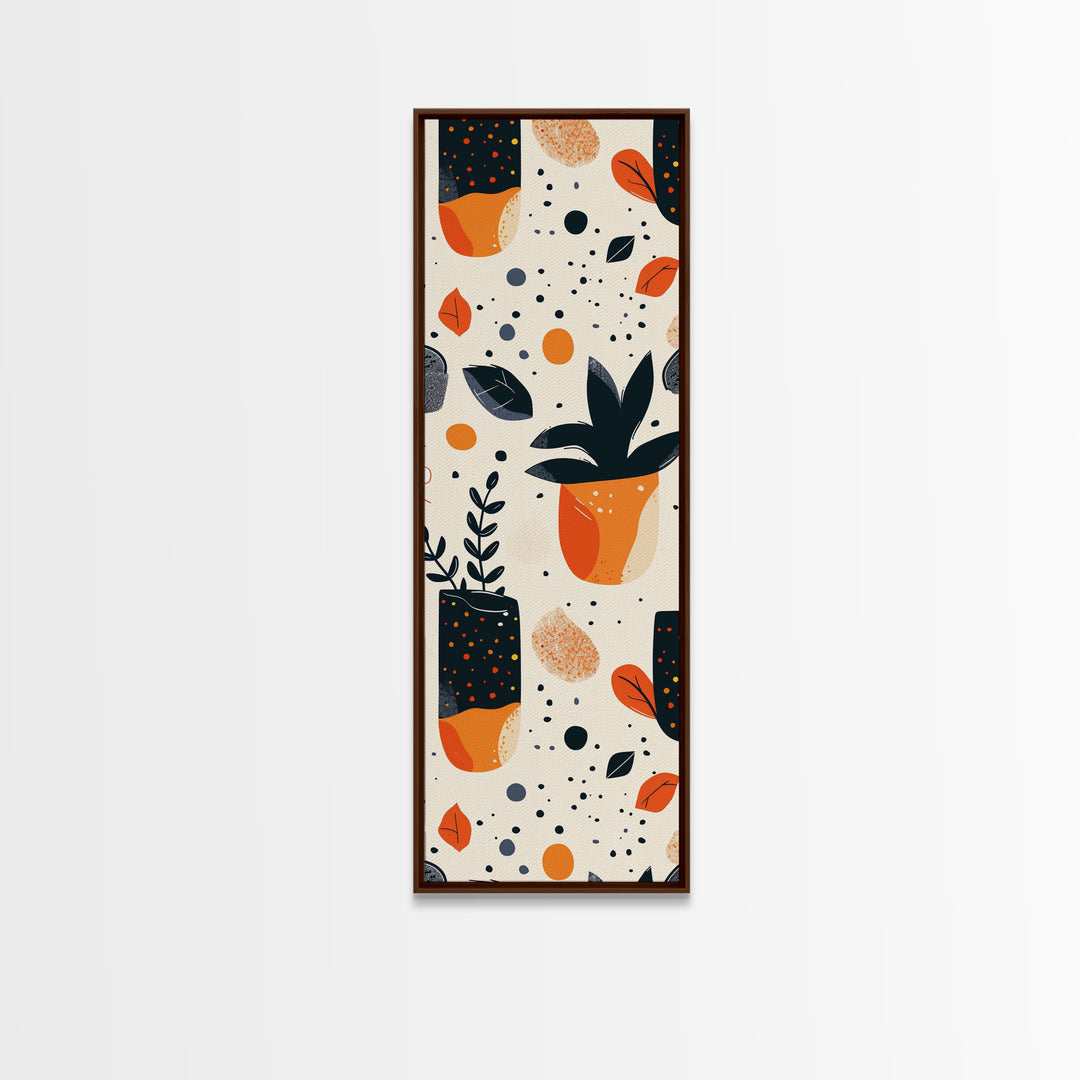 Boho Botanical Wall Art, Framed Canvas Print, Cute Minimalist Decoe, Wood Frame Wall Art, Vintage Inspired Decor
