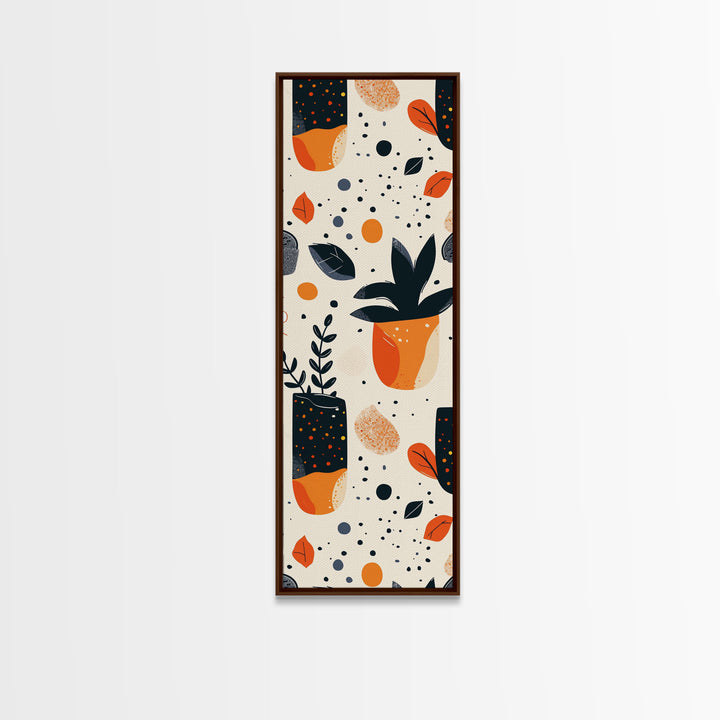 Boho Botanical Wall Art, Framed Canvas Print, Cute Minimalist Decoe, Wood Frame Wall Art, Vintage Inspired Decor