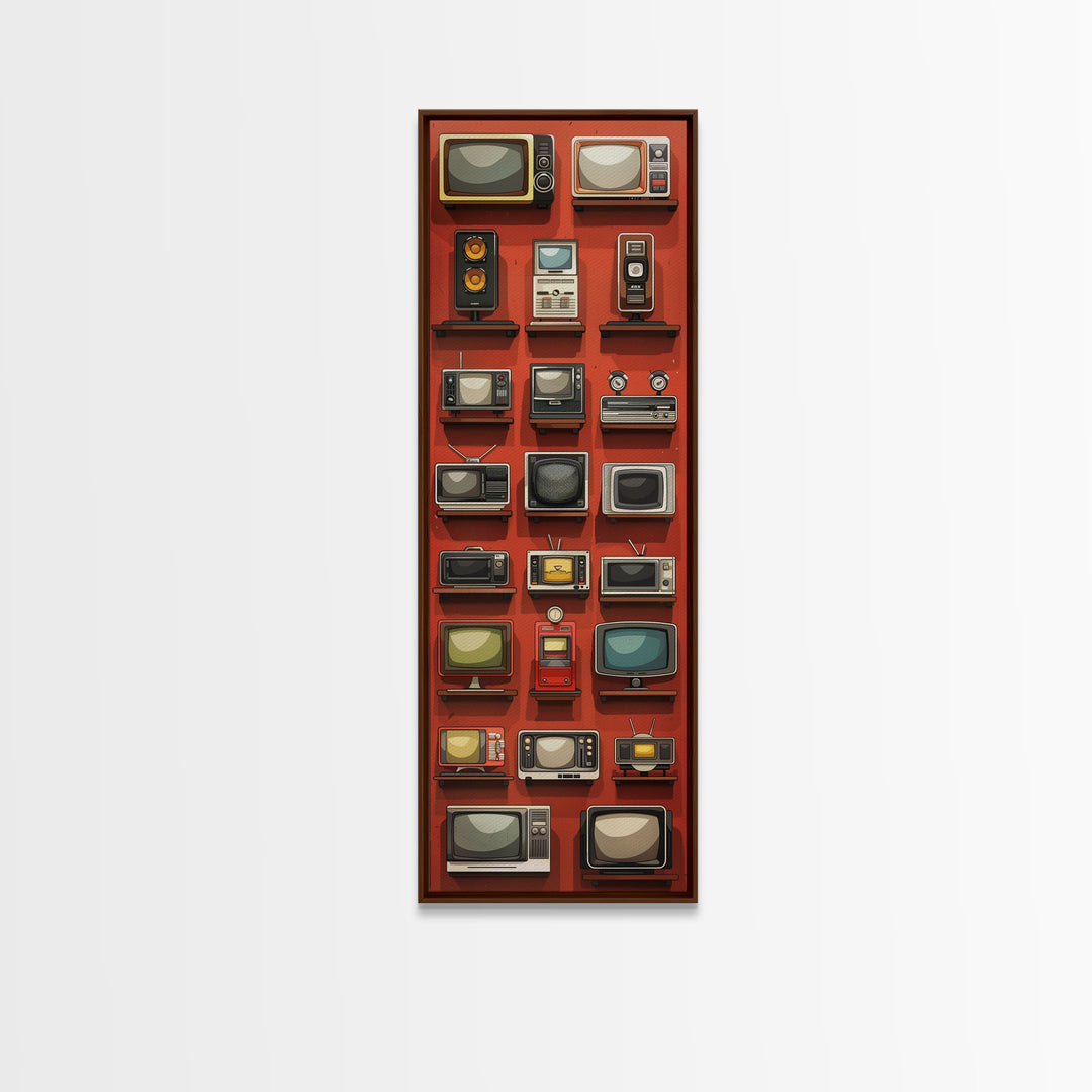 Retro Televions Framed Canvas Print, Retro Decor, Man Cave Art, Gift For Him