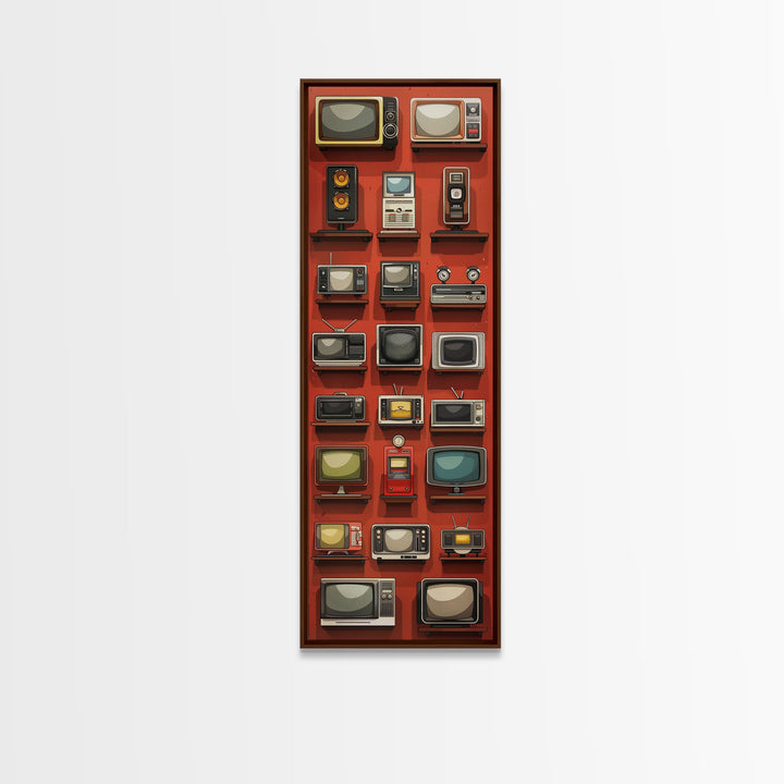 Retro Televions Framed Canvas Print, Retro Decor, Man Cave Art, Gift For Him