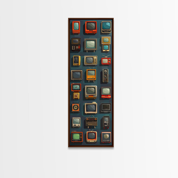 Retro Televions Framed Canvas Print, Retro Decor, Man Cave Art, Gift For Him
